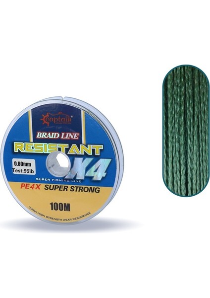 Resistant Pe 4 Kat Ip Misina 100MT Yeşil 0.28 mm