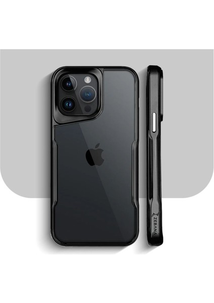 Apple iPhone 14 Pro Max Uyumlu Kılıf Zebana Platin Silikon Kılıf Siyah