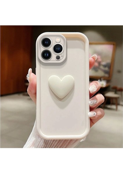 Apple iPhone 15 Pro Max Uyumlu Kılıf Zebana Amour Silikon Kılıf Beyaz