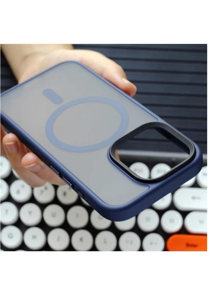 Apple iPhone 15 Pro Max Uyumlu Kılıf Zebana Fros Silikon Kılıf (Kablosuz Şarj Destekli) Lacivert modelleri