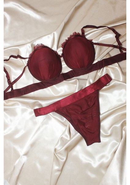 Istiridye Model Sütyen Takımı Bordo