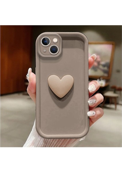 Apple iPhone 14 Uyumlu Kılıf Zebana Amour Silikon Kılıf Kahverengi