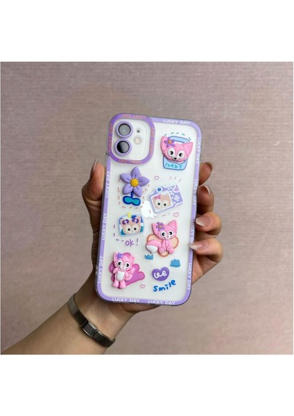 Apple iPhone 11 Uyumlu Kılıf Bear And Rabbit Silikon Kılıf Lila