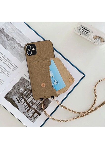 Boyun Askılı Deri Kılıf Kahverengi Xiaomi Redmi Note 11 / 11S