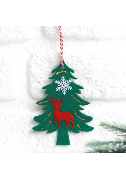 Yılbaşı Keçe Çam Ağacı Süs Yeşil 1 Adet