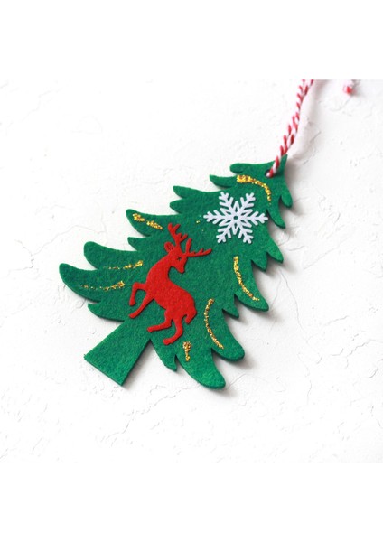 Yılbaşı Keçe Çam Ağacı Süs Yeşil 1 Adet modelleri