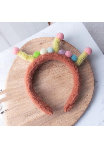 Peluş Ponpon Figürlü Arı Detaylı Çocuk Taç