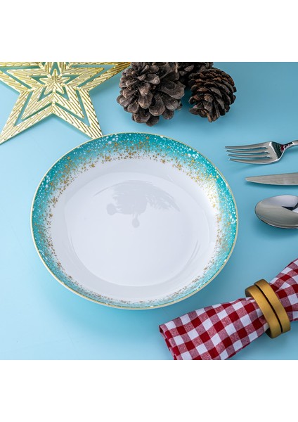 Istanbul Porselen Starlight Fine Bone New Year Yılbaşı Çukur Tabak 22 cm