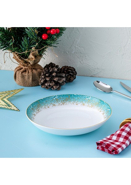 Istanbul Porselen Starlight Fine Bone New Year Yılbaşı Çukur Tabak 22 cm