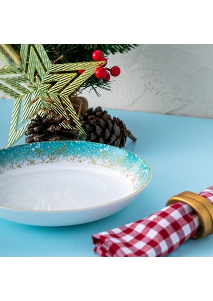 Istanbul Porselen Starlight Fine Bone New Year Yılbaşı Çukur Tabak 22 cm