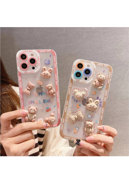Apple iPhone 11 Pro Max Uyumlu Kılıf Bear And Rabbit Silikon Kılıf Lila fiyatları