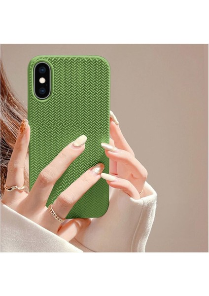 Apple iPhone x Uyumlu Kılıf Zebana Woven Silikon Kılıf Açık Yeşil