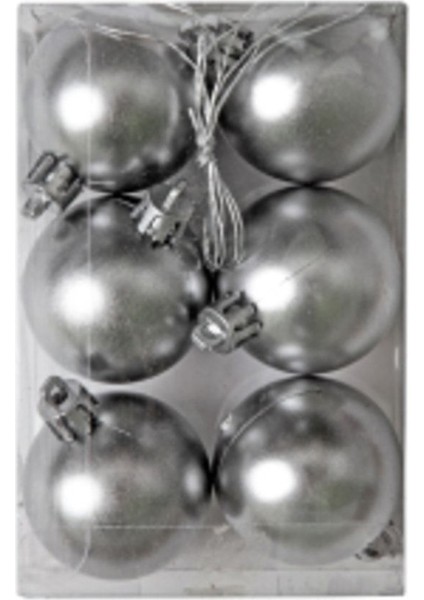 6lı Yılbaşı Çam Ağacı Topu 4cm Gümüş modelleri