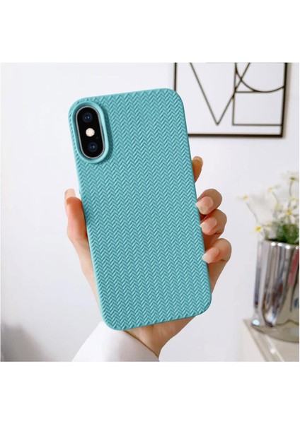 Apple iPhone x Uyumlu Kılıf Zebana Woven Silikon Kılıf Turkuaz