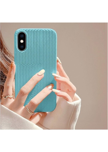 Apple iPhone x Uyumlu Kılıf Zebana Woven Silikon Kılıf Turkuaz