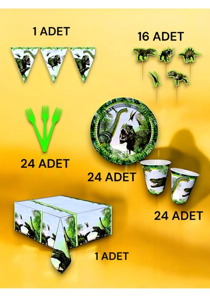 24 Kişilik Jurassic Temalı Premium Set - Doğum Günü Parti ve Eğlenceli Etkinlikler fiyatları