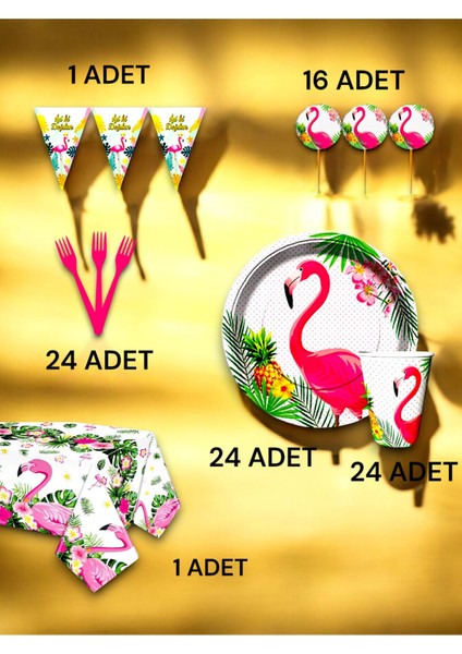 24 Kişilik Flamingo Temalı Premium Set - Doğum Günü Parti ve Eğlenceli Etkinlikler fiyatları