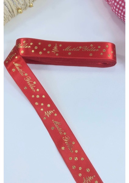 Yeniyıl 2023 Hediye Paketleme Kurdelesi Kırmızı Saten Mutlu Yıllar 1 Metre Fiyatıdır modelleri