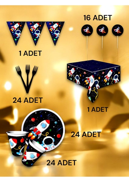 24 Kişilik Uzay Temalı Premium Set - Doğum Günü Parti ve Eğlenceli Etkinlikler fiyatları