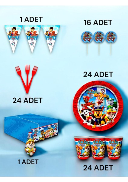 24 Kişilik Paw Patrol Temalı Premium Set - Doğum Günü Parti ve Eğlenceli Etkinlikler fiyatları
