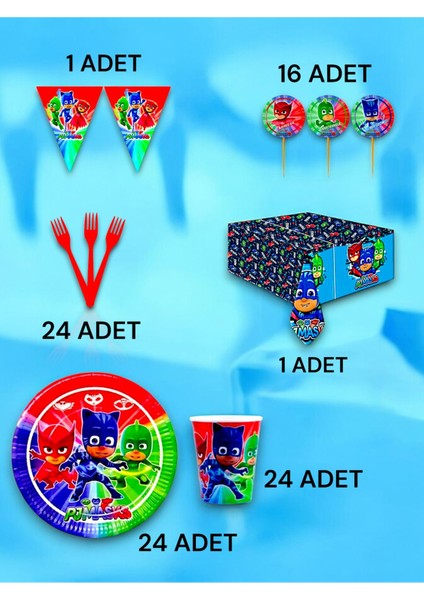 24 Kişilik Pijamask Temalı Premium Set - Doğum Günü Parti ve Eğlenceli Etkinlikler fiyatları