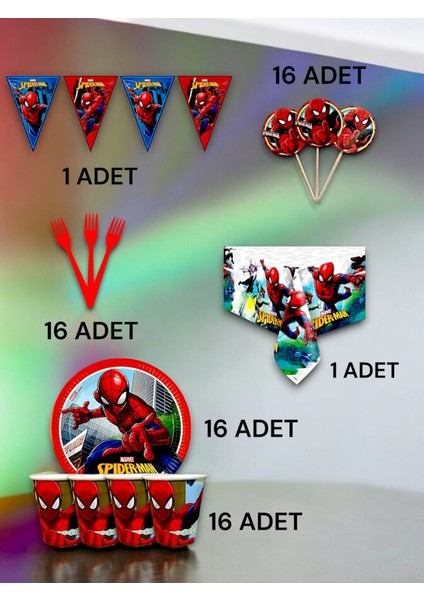 16 Kişilik Spiderman Temalı Premium Set - Doğum Günü Parti ve Eğlenceli Etkinlikler