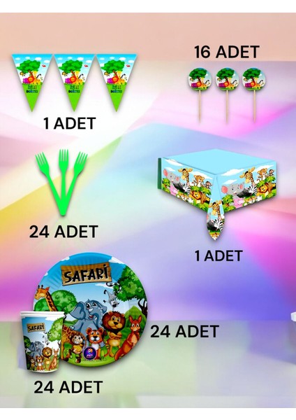 24 Kişilik Safari Temalı Premium Set - Doğum Günü Parti ve Eğlenceli Etkinlikler fiyatları