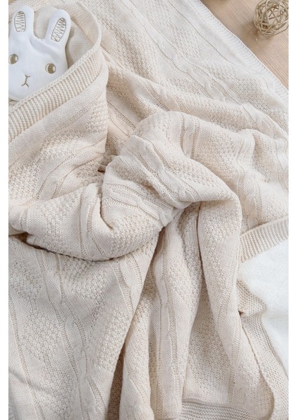 Kız Erkek Bebek Bej Triko Battaniye Welsoft STL6856 modelleri