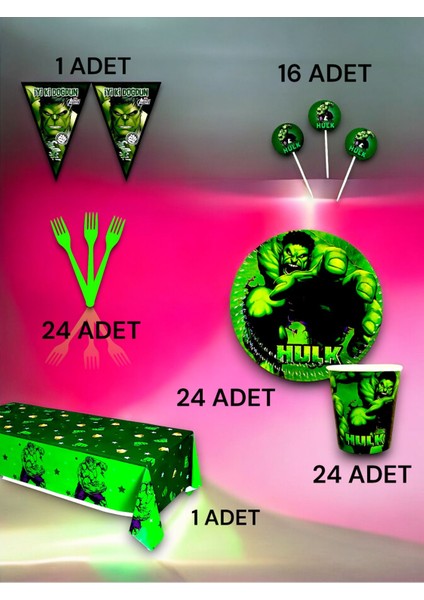 24 Kişilik Hulk Temalı Premium Set - Doğum Günü Parti ve Eğlenceli Etkinlikler fiyatları