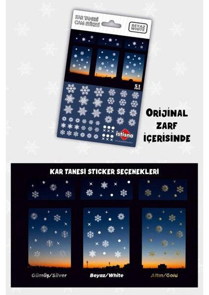 Yılbaşı Beyaz Kar Taneleri Sticker Seti