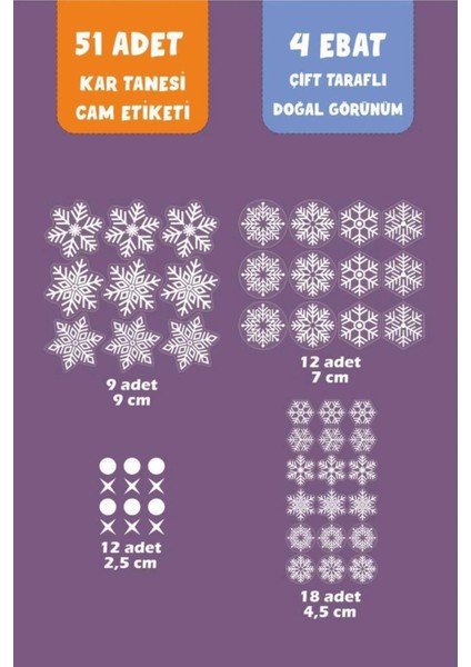 Yılbaşı Beyaz Kar Taneleri Sticker Seti