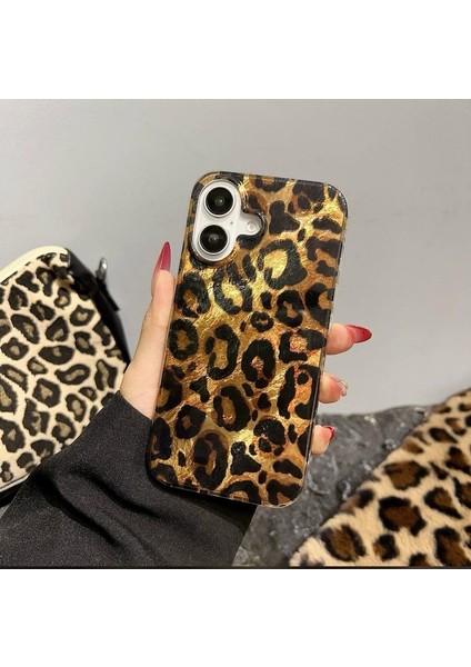 Apple iPhone 16 Uyumlu Leopar Desenli Silikon Kılıf