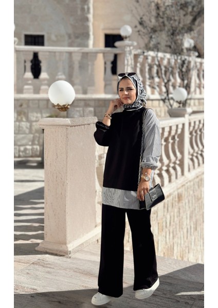 Asel Fashion Line Gömlekli Ikili Takım Siyah