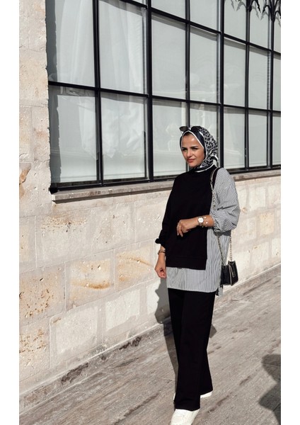 Asel Fashion Line Gömlekli Ikili Takım Siyah