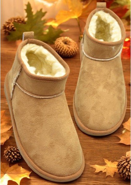 389 Günlük Kadın Bot Ayakkabı Kışlık Kürklü Sade Düz Kadın Bot