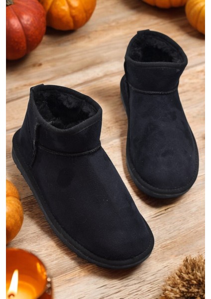 389 Günlük Kadın Bot Ayakkabı Kışlık Kürklü Sade Düz Kadın Bot