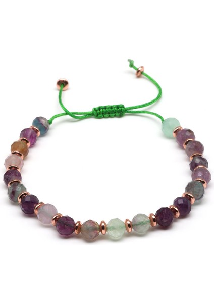 Florit Doğal Taş Makrome Örme Bileklik Fasetli Küre Kesim fiyatları