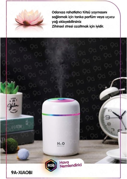 H2O 220ML Humidifier Ulrasonik Oda - Araç - Hava Nemlendirici Buhar Makinesi ve Aroma Difüzörü fiyatları