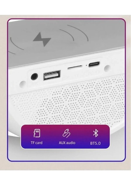 Rgb Işıklı Bluetooth Hoparlör, Kablosuz Şarj Standı