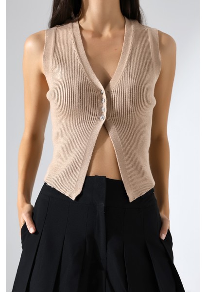 Kadın V Yaka Triko Yelek fırsatları