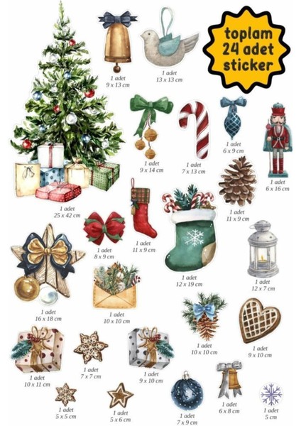 Hediye Paketi Cam Duvar Süsü Dekorasyon Çıkartmaları Kış Temalı Yılbaşı Çam Ağacı Cam Sticker Seti