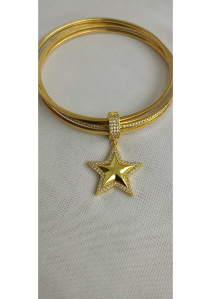 Kararma Yapmaz Charmlı Ortası Zirkon Taşlı 3'lü Ajda Bilezik(İstediğiniz Charmı Sorular Bölümünden Belirtiniz.) fırsatları