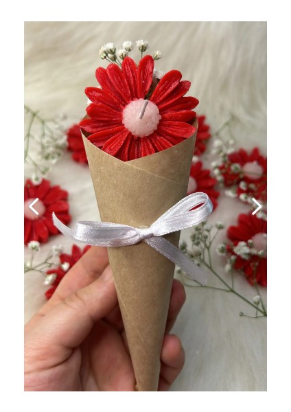 Buket Çiçek Desen Dekoratif Mum Söz,nişan,mevlid Hediyelik Buket Mum 5 Adet