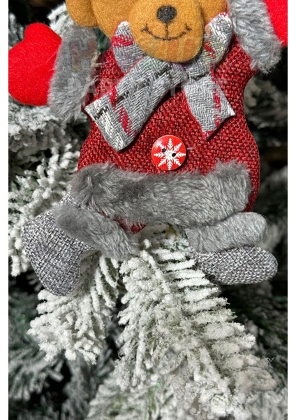 Peluş Sevimli Ayıcık Yılbaşı Ağacı Asmalık 18 cm Süs Kırmızı Gri modelleri