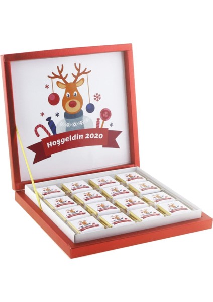 48 Adet Kişiye Özel Yılbaşı Geyikli Yeni Yıl Madlen Çikolata fırsatları