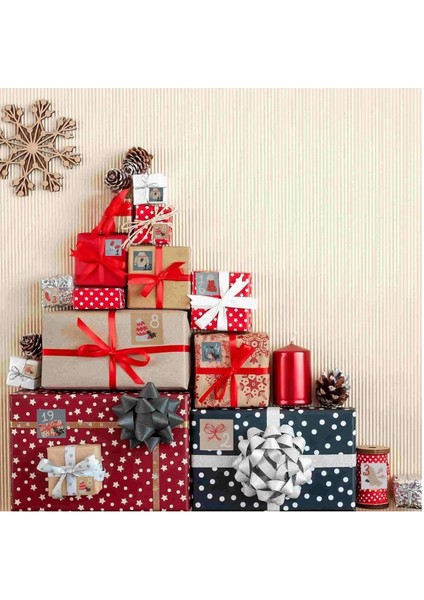 Yılbaşı Advent Takvimi Sticker Seti- 24 Adet Çıkartma Yeniyıl Hediye Paket Süsleme Etiketleri