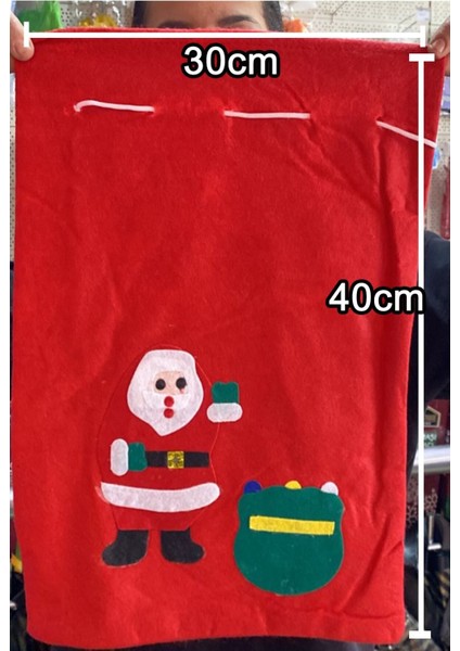 1 Adet Kardan Adam Figürlü Yılbaşı Hediye Dağıtma Çuvalı Dekoratif Çuval Süs 30X40CM