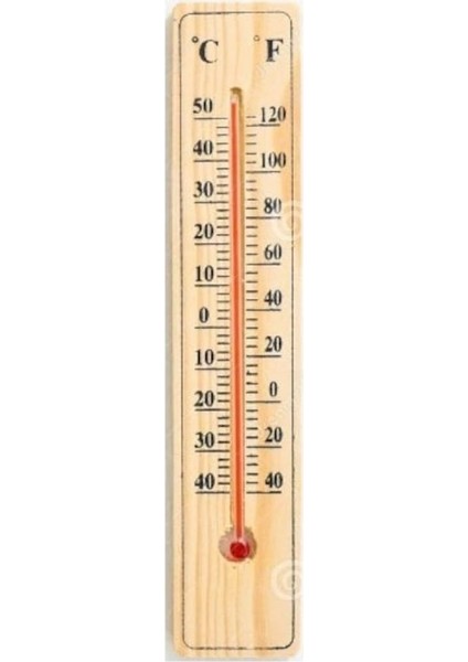 4-21 cm Ahşap Termometre Oda Sıcaklığı ve Sıcaklık Ölçme Termometresi Civalı Duvar Askılı Termometre