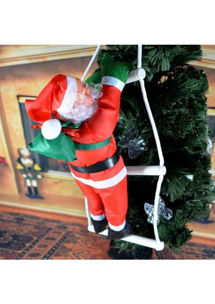 58 cm Merdivene Tırmanan Noel Baba Büyük Boy Yılbaşı Çam Ağacı Süsleri Yılbaşı Süsü Vitrin Süsleri