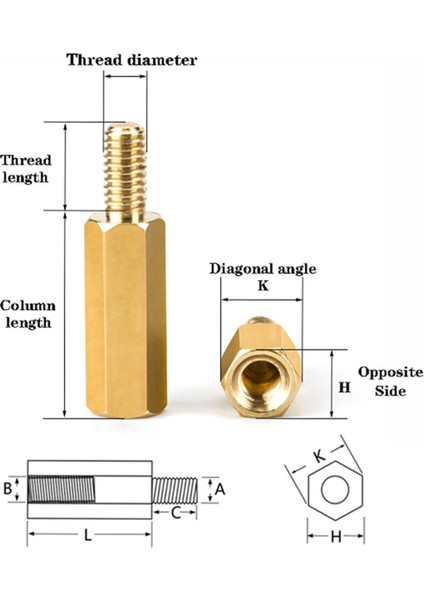 M3X20MM Pirinç Dişi-Erkek Elektronik Kart Yükseltici-Aralayıcı-Spacer-Distans(Standoff)-10 Adet